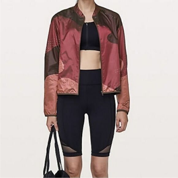 lululemon athletica Jackets & Blazers - Lululemon Womens Red Black Cherry Merlot Patch Game Jacket Windbreaker Size 4